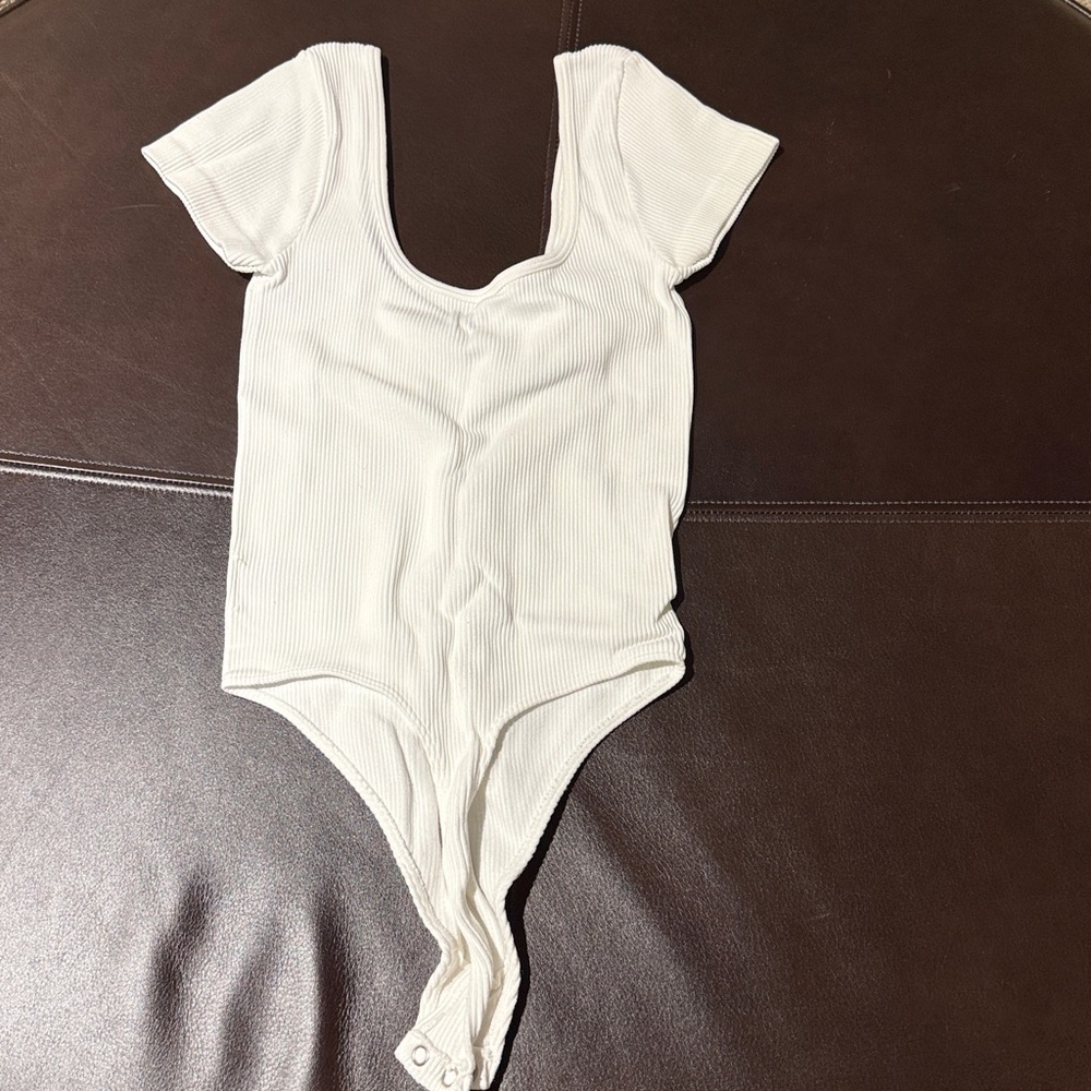 White Ribbed One Piece - Picture 2 of 3